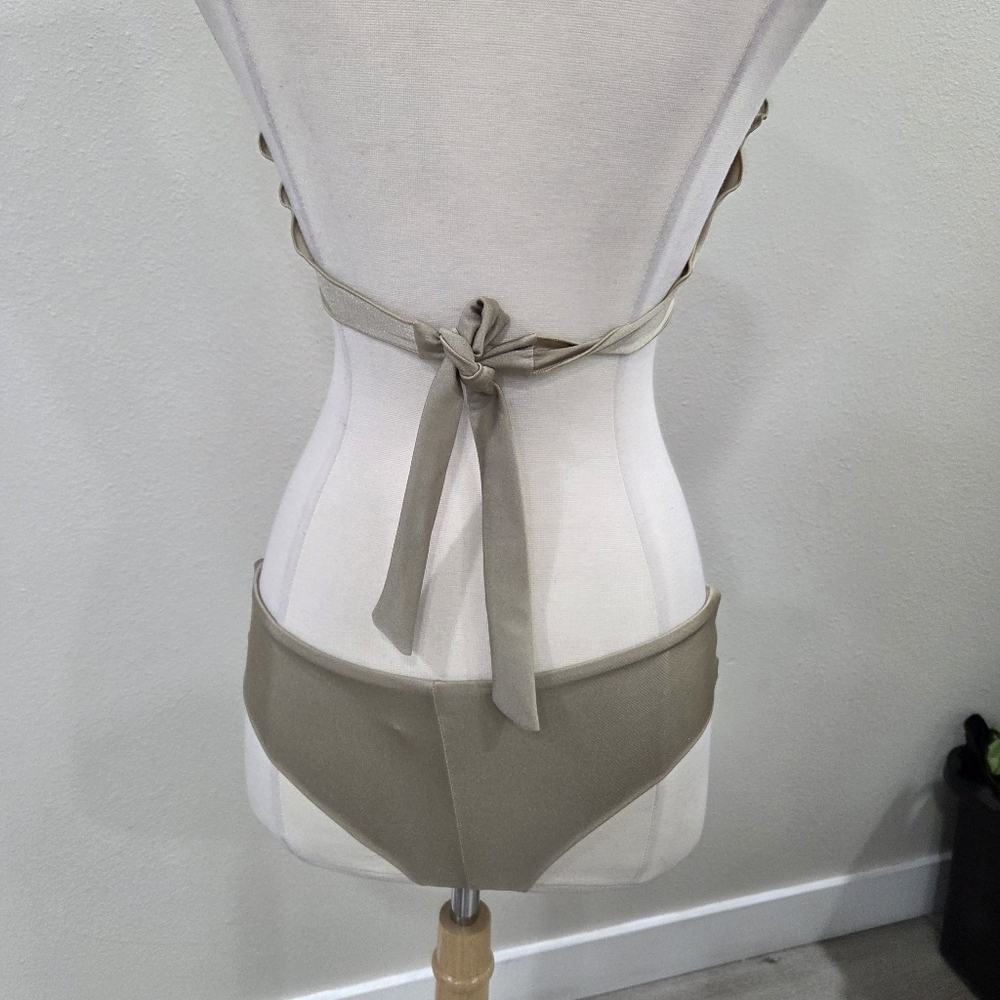 Gold Ruched High-Waisted Bikini Set - Picture 8 of 10
